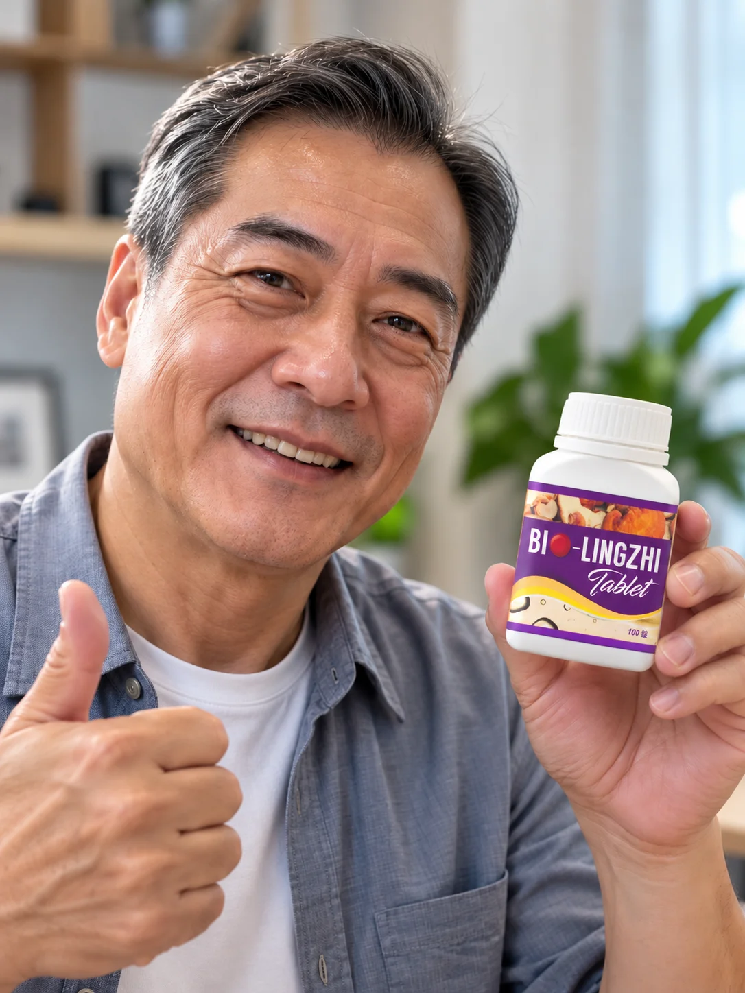 顧客實拍:媽媽在家拿著百優靈芝